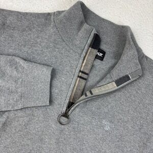 BARBOUR Mens Knit 1/4 Zip Sweater 2XL Gray Quarter-Zip Pullover Preppy Casual LS